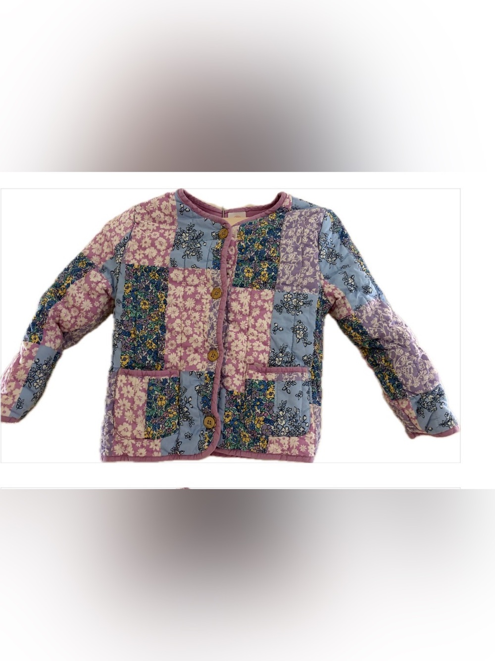 Patchwork Floral Quilted Jacket - Pink, Blue, Lavender
